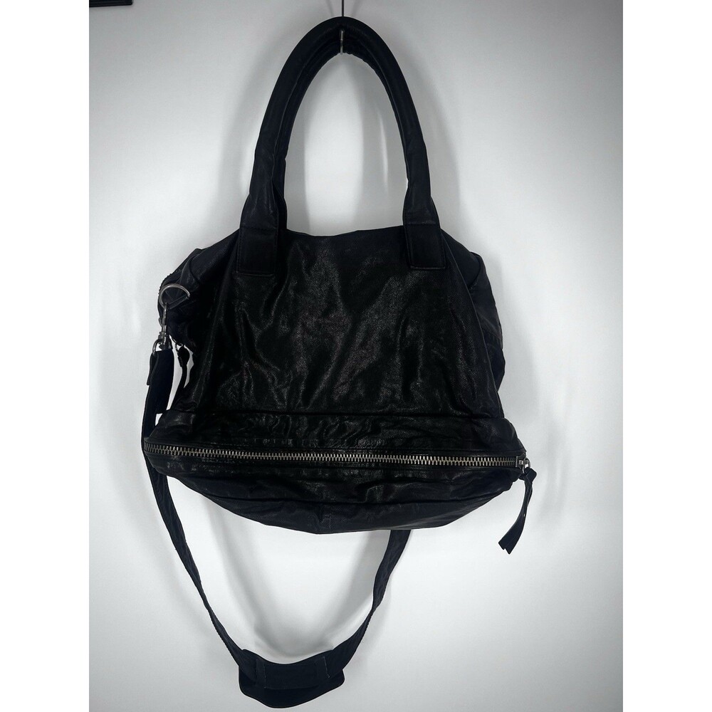 Yvonne Kone Black Leather Large Carryall Satchel 2 Compartment Shoulder Bag - Picture 2 of 16